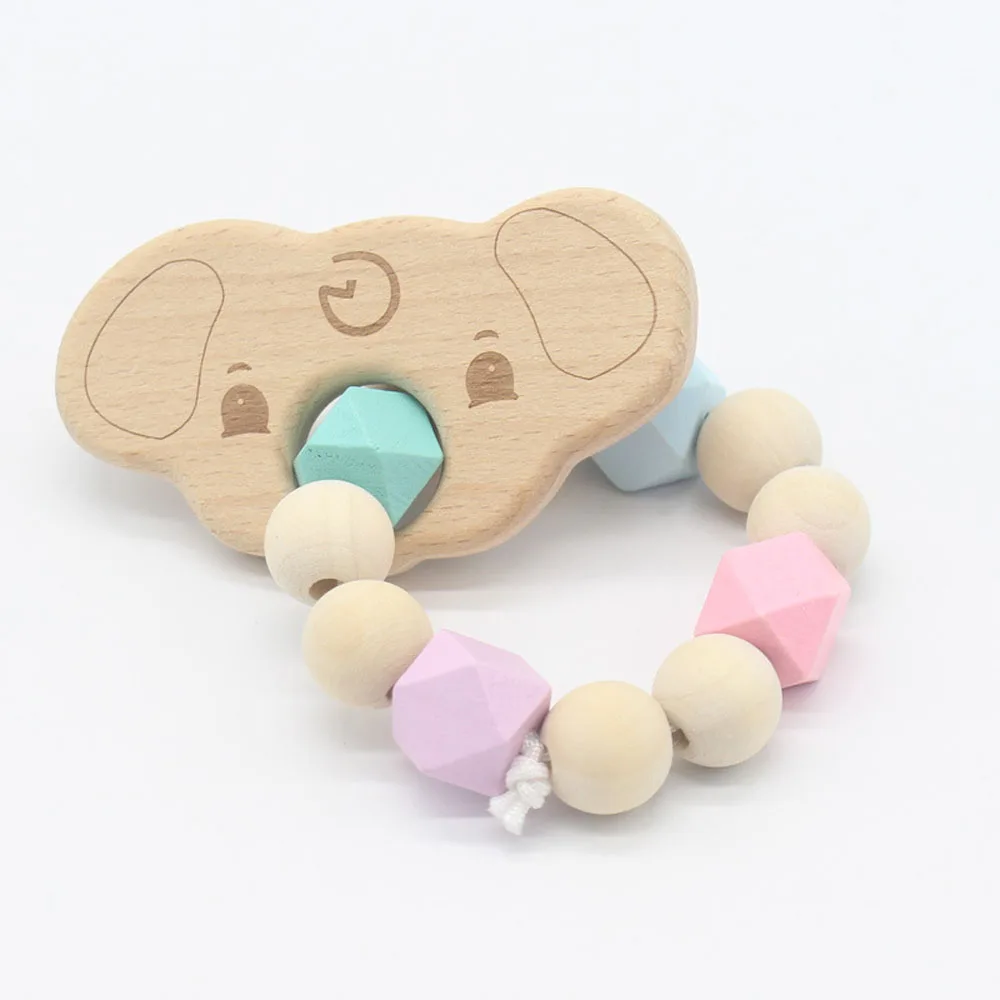 1pc Baby Teething Rings Bracelet Crafts Toddler Toys Training Teethers Safety Wood Beads Rattles Mobiles|Интерактивные игрушки