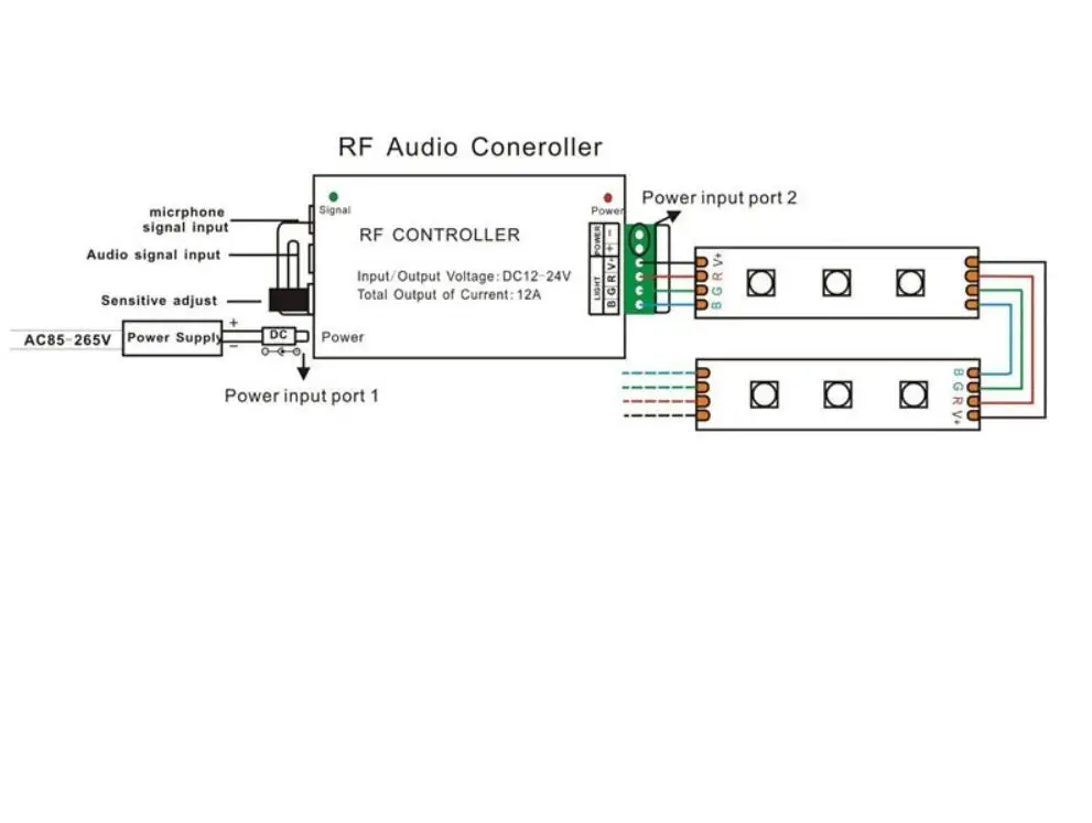 DC12V-24V аудио вход беспроводной РЧ пульт дистанционного управления, звук RGB светодиодный музыкальный контроллер Диммер 5050 2835 RGB светодиодный светильник лента
