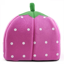 High Quality 2015 Highly Commend Soft Strawberry Pet Igloo Dog Cat Bed House Kennel Doggy Fashion Cushion Basket