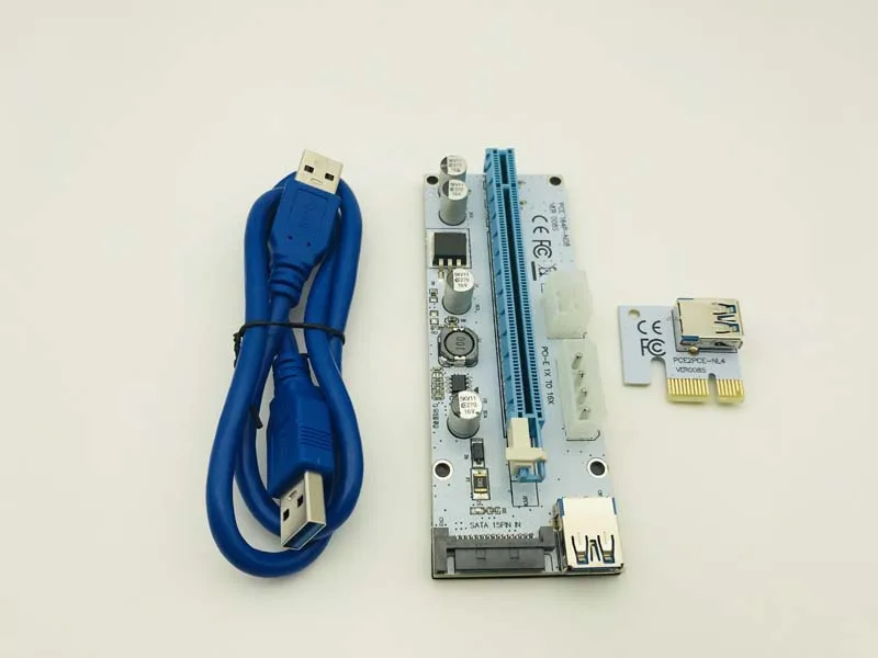 100 шт 008 S USB3.0 кабель Riser PCIe PCI-E PCI Express Riser Card 1x к 16x SATA к 4Pin IDE Molex разъем питания для Bitcoin Miner горно