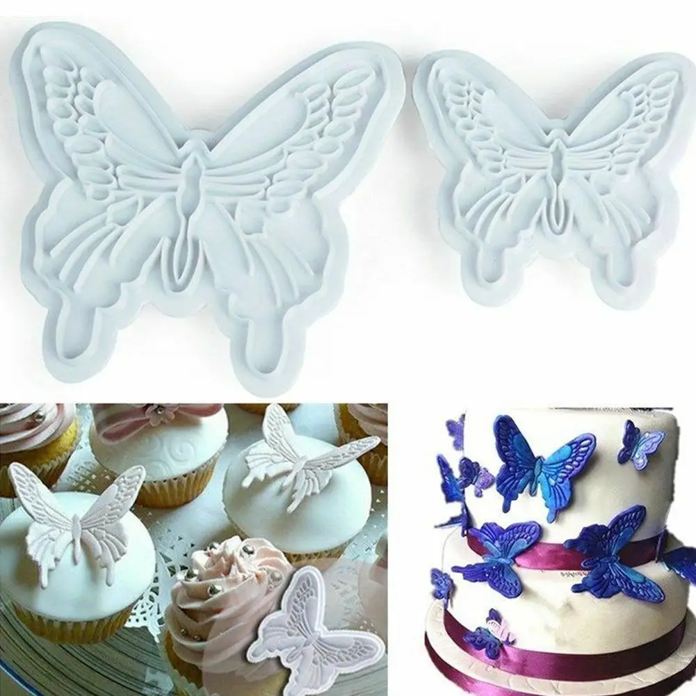 2 шт./лот бабочка Торт помадка Sugarcraft плесень печенья плунжерная форма