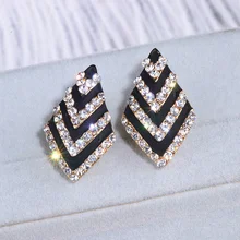 Новинка, трендовые простые Кристальные серьги-гвоздики для женщин, элегантные золотые серьги-гвоздики геометрической формы для свадьбы, ювелирное изделие, подарок WX212