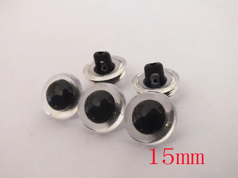 

200pcs x 15mm Clear Buttons Plastic Animal Eye For Toys DIY Craft Decorative Accessories