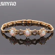 JINYAO модные стильные золотые цвета Синий Оранжевый Белый огненный опал AAA циркониевые браслеты для женщин роскошный романтический подарок