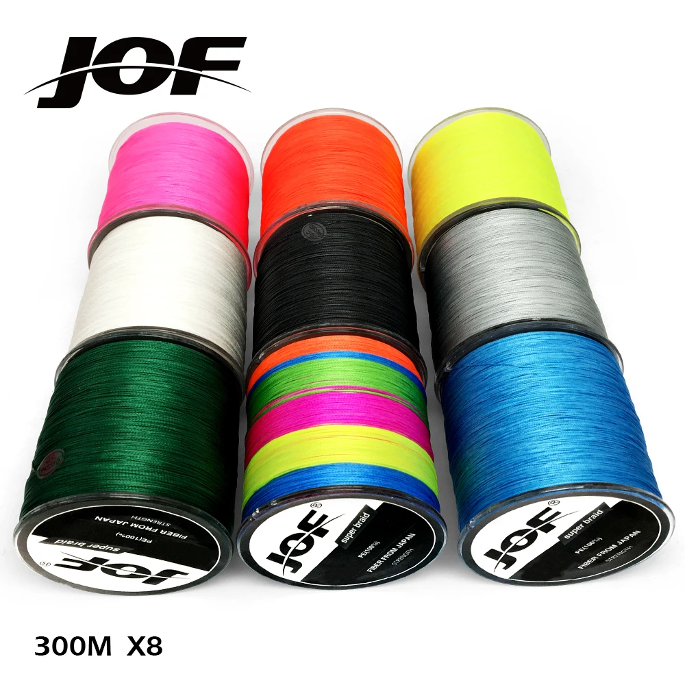 

JOF 9 Colors Fishing Line 8 Strands Carp Fishing Cord 300m 100% PE Pesca Braided Line Wire Peche Strong 22-78LB Fishing