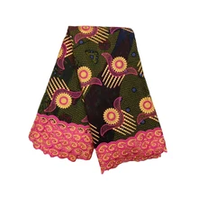 Гарантированная супер JAVA блок принтов африканская восковая ткань с вышивкой кружевная доска из Анкары и Нигерии африканская восковая ткань в черном цвете