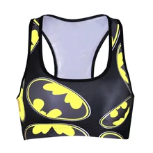 NEW 0029 Summer Sexy Girl Women Mixed Comics batman 3D Prints Padded Push Up Gym Vest Top Chest Running Sport Yoga Bras