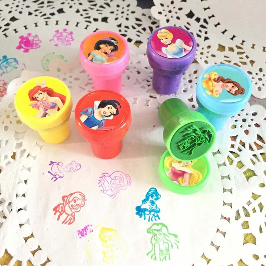 6pcs/Lot Kids Stamp Toy Princess Cartoon Stamp Children Custom Plastic