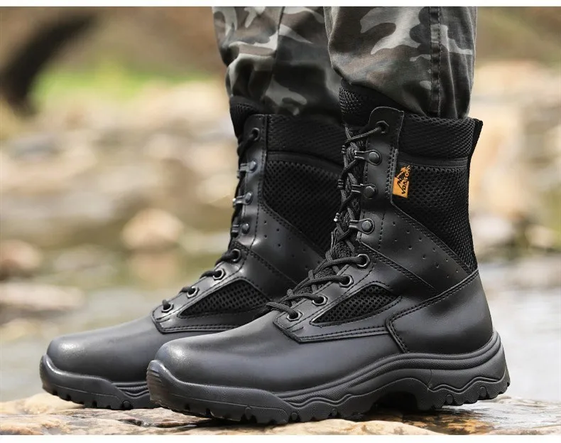 Summer Ultra Light Tactical Training Military Combat Boots Outdoor Hiking Camping Hunt High Top Non-slip Breathable Army Shoes