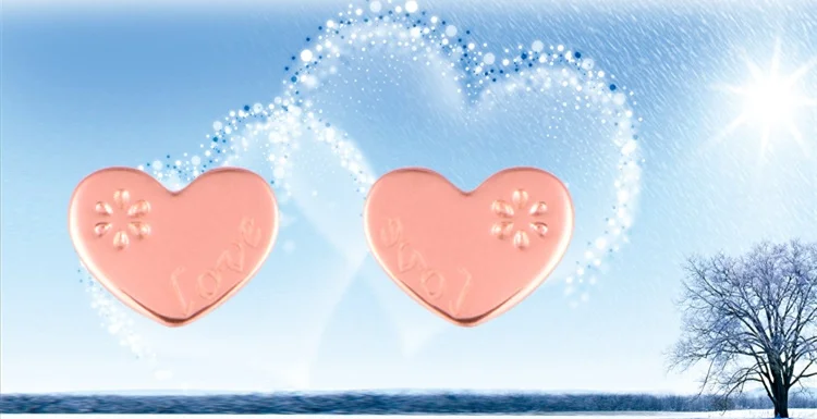 2018 100% 18 К золото Petite плотная сердце любовь Серьги-гвоздики для Для женщин розовое золото маленький Серьги Ювелирные украшения Brincos 0.85 г