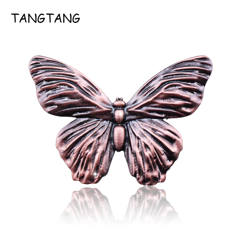 

TANGTANG Unique Brooch Red Bronzed Plated Butterfly Brooch Black Tone Antique Brooches And Pins Vintage Jewelry Pin For Women