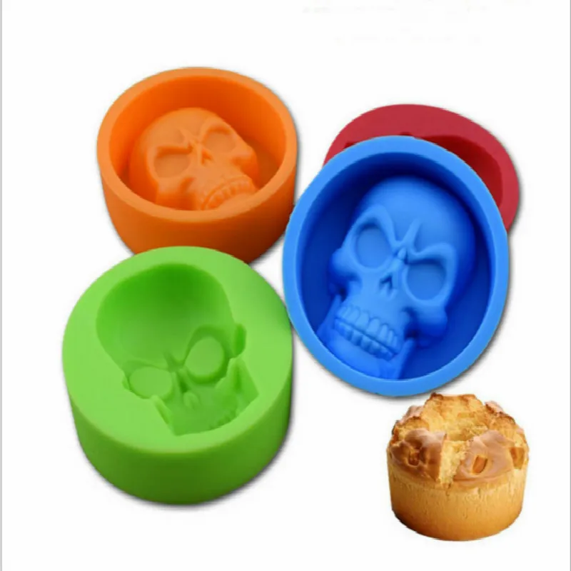 DIY Halloween Cake Mold 1pc Creative Halloween 3D Skull Silicone Mold