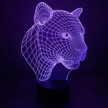 [Семь Neon] животных Leopard акрил 7 Цвета настольная лампа 3D светодиодный светильник ночник тысячелетия сокол свет
