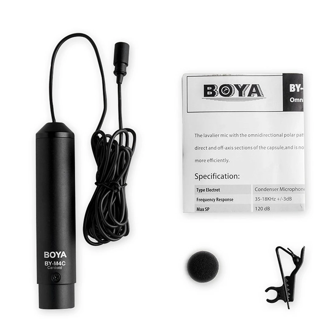 BOYA BY-M4C Phantom power Clip-On Cardioid XLR Lavalier miniphone для Canon sony Panasonic видеокамеры ZOOM аудио рекордеры