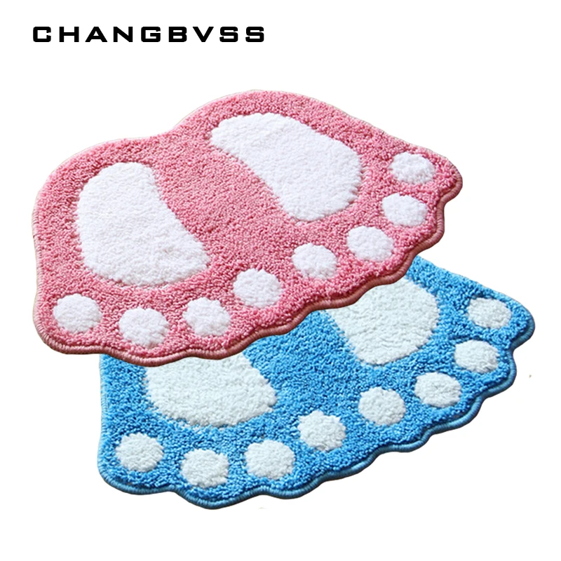 Hot Selling Footprint Floor Carpet For Bathroom MatAnti-skid matsbanyo paspas takimlariRugs For Bat