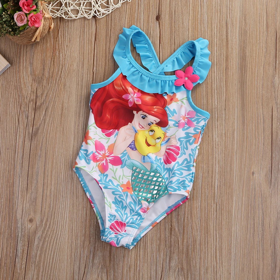 

Little Girls One-piece Mermaid Cross Swimsuit Baby Girl Cartoon Beachwear Bathing Suit Swimwear Swimmers Bikini Costume