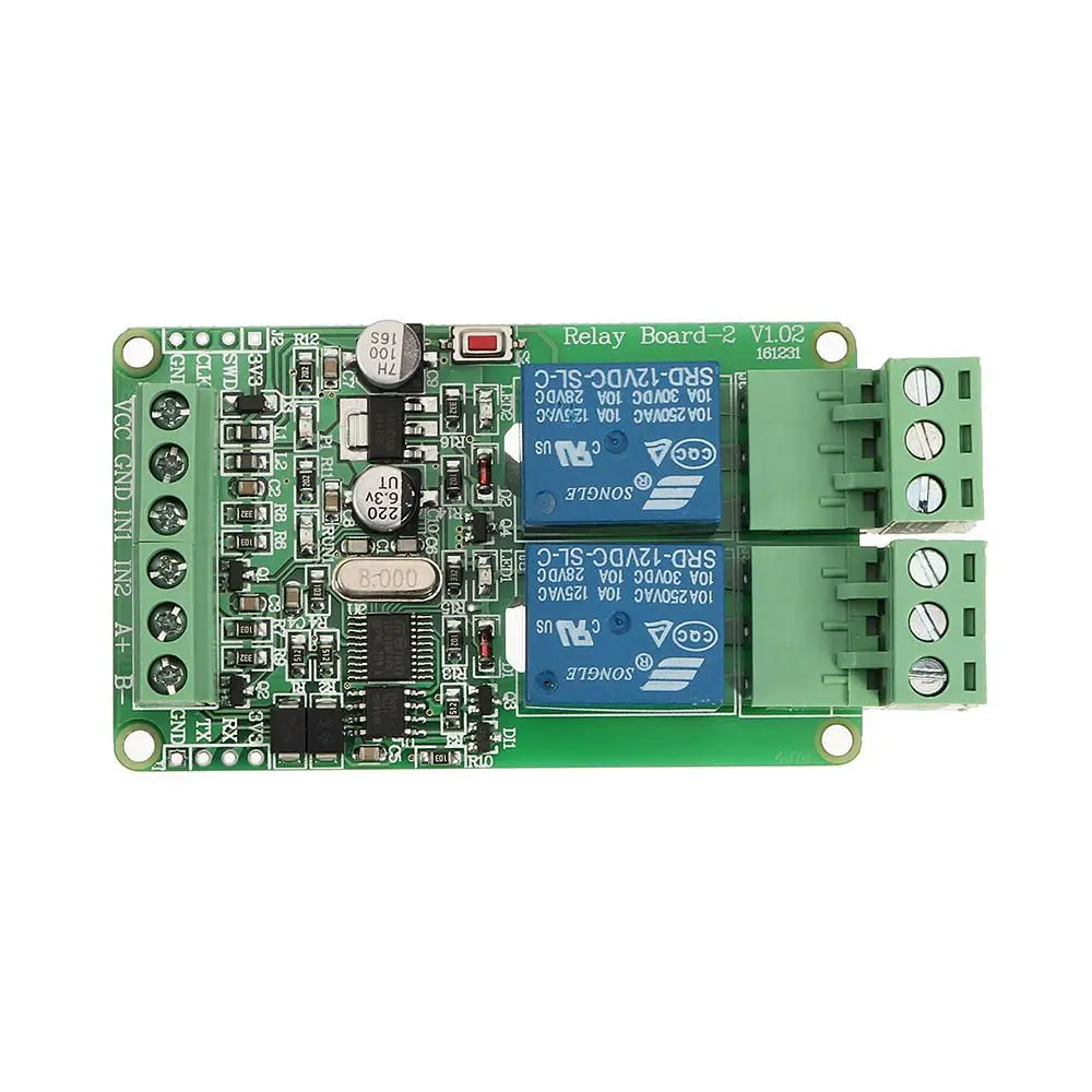 XTW1-0095 Modbus rtu 2-way релейный модуль Выход 2 входного канала переключатель ttl/RS485 интерфейс связи реле 2 индикатор реле