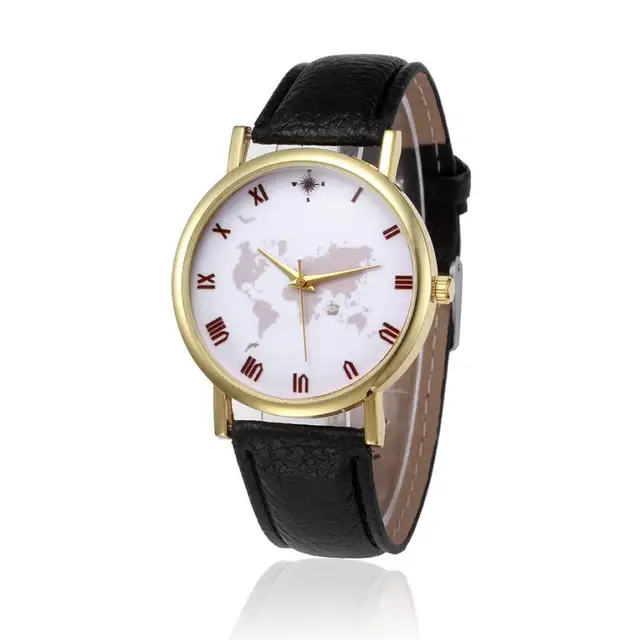 World Map 2018 Retro Design Leather Band Analog Alloy Quartz Wrist Watch saat cl World Map 2018 Retro Design Leather Band Analog Alloy Quartz Wrist Watch saat cl