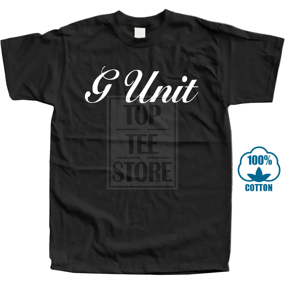 Discount 100% Cotton T Shirts O Neck Short New G Unit 50 Cent Rap Hip Hop Logo Men'S Black T Shirt S 3Xl Premium Mens Tee Shirts