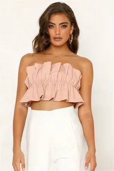 

2019 Summer Casual Bandeau WomenSolid Sleeveless Bra Tube Crop Top Cami Tops
