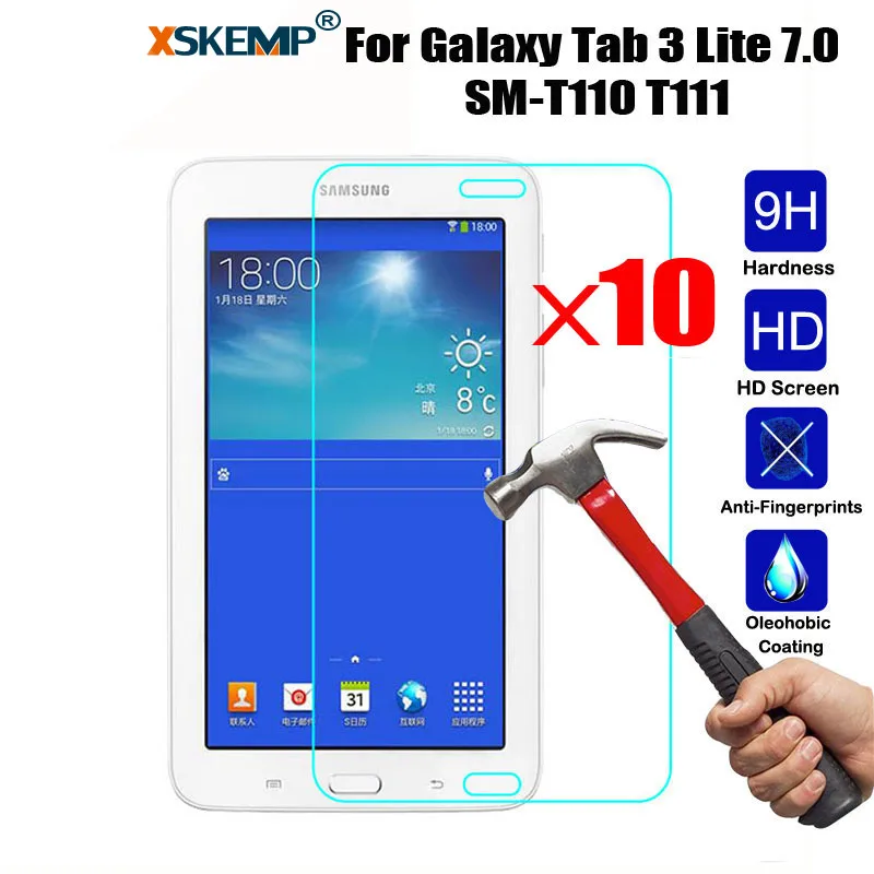 XSKEMP 10Pcs/Lot For Samsung Galaxy Tab 3 Lite 7.0 SM-T110/T111 9H Real Tempered Glass Screen Protector Tablet Protective Film | Компьютеры