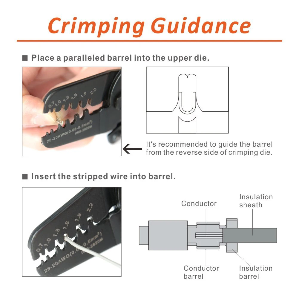 IWS-2820 терминал обжимные инструменты для JAM Molex Tyco JST терминал и разъем 0,08-0,5 мм м²(28-20AWG) Мини обжимные плоскогубцы
