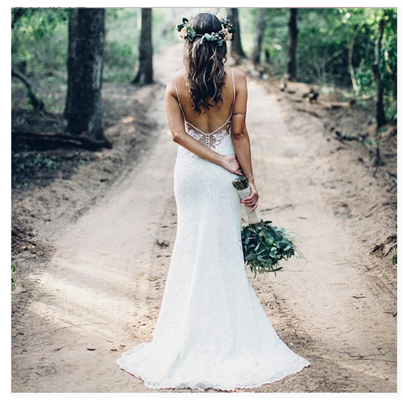 Lorie Lace Mermaid Wedding Dress Vestidos De Novia Vintage Neck