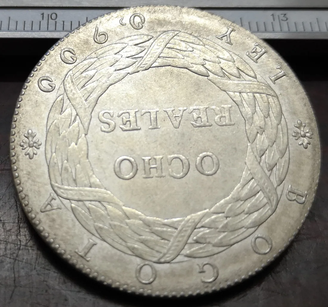 1847 Колумбия 8 Reales(Нуэва Гранада) Посеребренная Имитация монеты