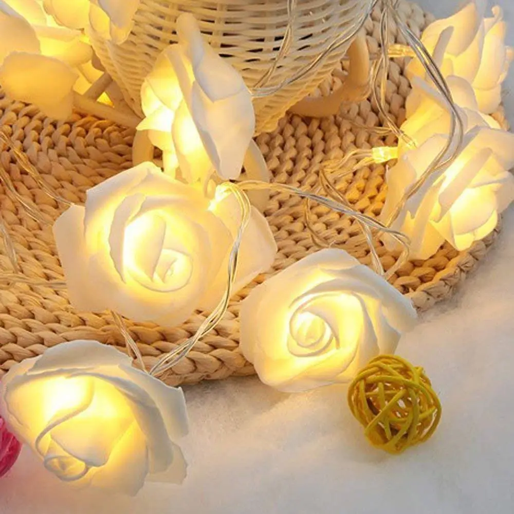 

Romantic Pink/Yellow/White Rose LED String Light Battery Powered Lamp Home Decoration for Room Party Valentine's Day Gift