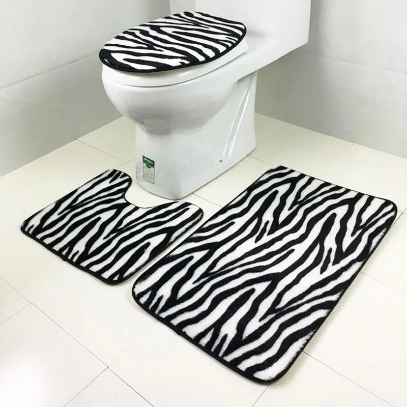 Por Cotton Bath Mat Sets Lots 1 Set Washable Bathroom Carpet Toilet Seat Cover Bath Shower Pad Mat Rug Cotton Soft