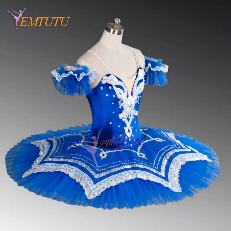 Adult Professional Ballet Tutus Blue Silver Blue Bird pancake platter performance recital concert Ballet Tutu Costume for Women