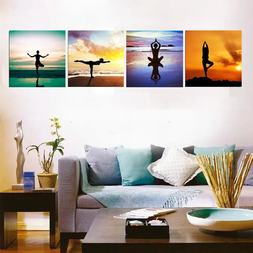 Moderne-HD-Prints-Muur-Art-4-Stuks-Seaside-Yoga-Landschap-Schilderdoek-Foto-Poster-Modulaire-Decor-Voor (2)