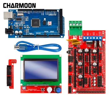 3D Printer Parts Excellent Mega 2560 R3 Mega2560 REV3 +RAMPS 1.4 Controller +RAMPS1.4 LCD 12864 LCD for arduino kit anet a6 e10 3d printers mainboard v2 0 12864 lcd smart controller for a6 e10 motherboard ramps 1 4 reprap prusa 3d printer parts