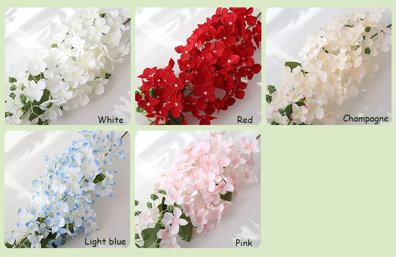 JAROWN Simulation Long Hydrangea Wedding DIY Decorative Flower Home Party Decorations Flores Artificial Silk Fake Flowers (10)