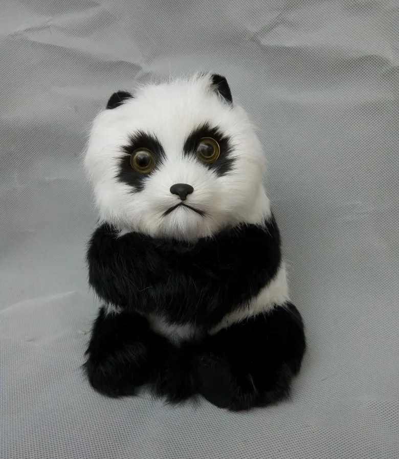 cute simulation panda toy polyethylene & furs black&white sitting panda model gift about 16x15x21cm 2215