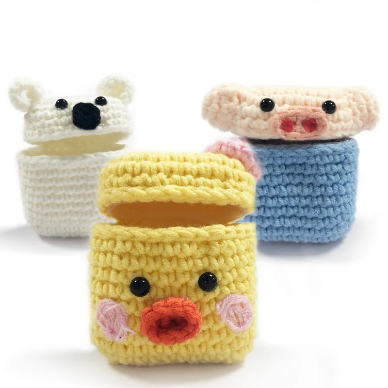 

For Airpods Case Cute Wool Cartoon Animal Knitting Cover Anti-drop Bluetooth Earphone Case Washable Silicone For Air Pod Case