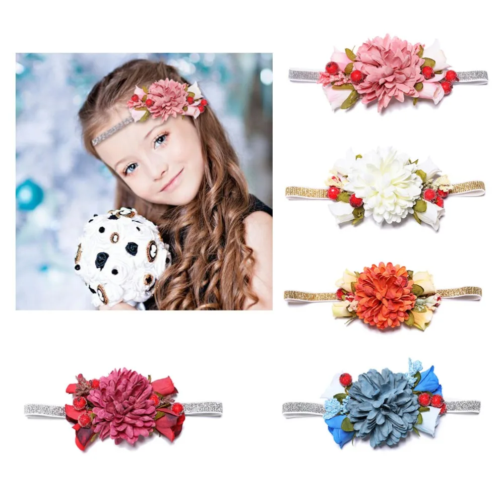 

M MISM Lovely Flowers Crown Headband Girls Hair Band Head Wrape Party Princess Tiara Kids Gifts Hair Accessories diademas ninas