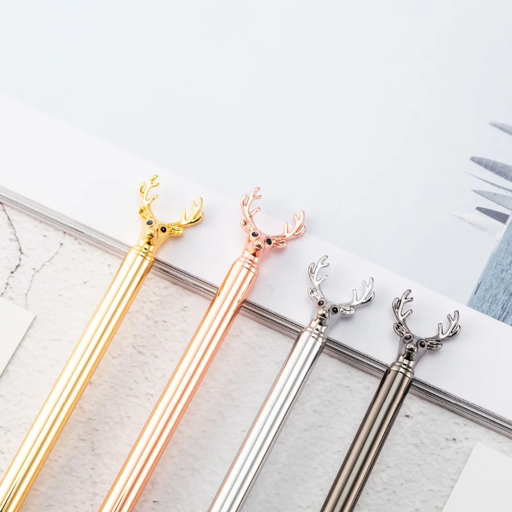 

Cute metal ballpoint pen elk styling advertising gift pen cartoon animal avatar writing pen office school writing supplies