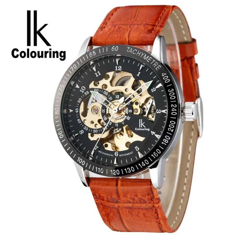 

Ik Original Men's watch hollow fashion mechanical leather strap Business Wristwatch Relogio Masculino