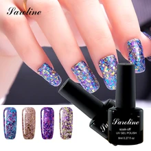 Saroline 3D Diamond Glitter UV Nail Gel Polish Soak Off Led UV Gel Nail Polish skyblue With Base Top Gel Polish Need UV Lamp