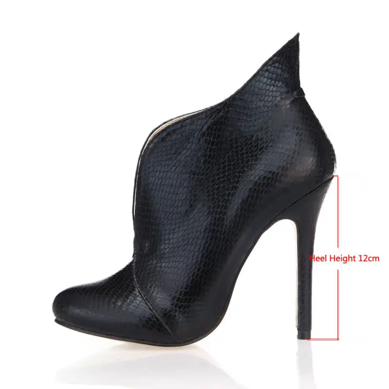 CHMILE CHAU/пикантная обувь для вечеринок из черной змеиной кожи Женские Простые ботильоны на высоком каблуке-шпильке с круглым носком zapatos mujer 0640CBT-i3