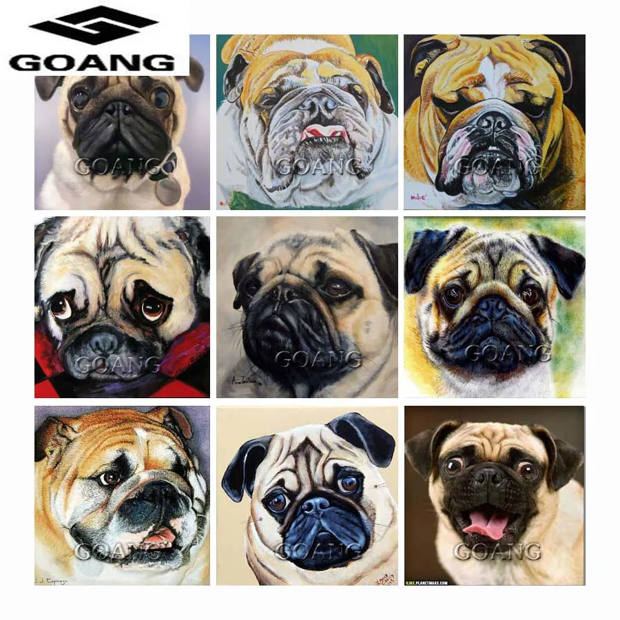 

GOANG Diy diamond painting cross stitch full diamond embroidery Animal Dog Pug Small pets 3D,Diamond Mosaic,Needlework