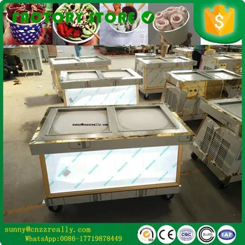 

portable Thailand style ice pan machine pan fried ice cream machine with refrigerated counter
