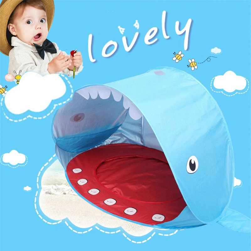 

Baby Beach Tent Shark Shape Children Waterproof sun Awning Tent UV-protecting Sunshelter with Pool Kid Outdoor Camping Sunshade