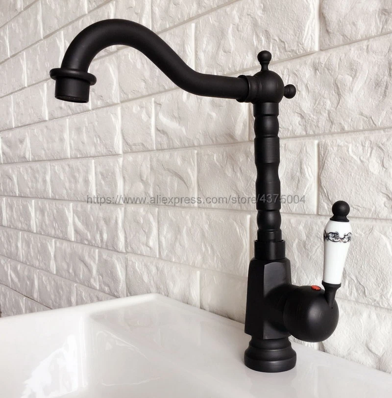Bathroom Faucet Oil Rubbed Bronze Single Handle Hot & Cold Water Mixer Taps Wash Basin Bathroom Deck Mounted Faucet Nnf355