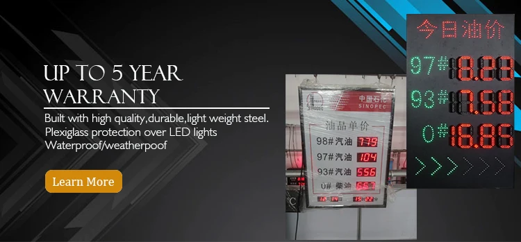 Polegada ao ar Estação de Óleo Digital de 7 8889 e 10 Acesso Frontal Verde Cor 12 Livre Alto Brilho à Prova d' Água Segmento Levou Gás Preço Sinal 7 China sign outdoor Suppliers