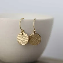 Martelador Moedas Brincos Personalizado Artesanal Subiu Oorbellen Minimalista Ouro Pendientes brincos Brincos para As Mulheres Do Presente Do Vintage