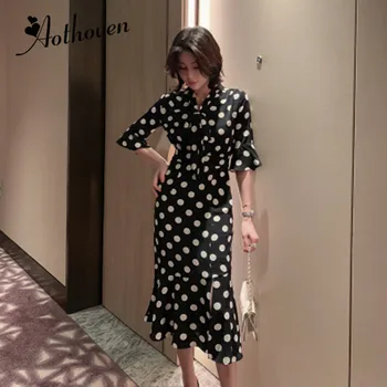 

Summer High-end Fashion Women Dresses V Neck Half Sleeve Dot Mermaid Dress Elegant Bandage Sexy Party Midi Dress Elegant Vestido