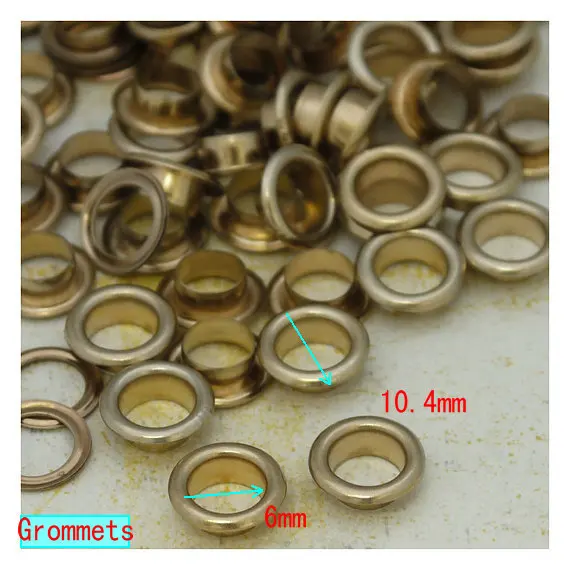 Metal Eyelets Grommets With Washers, 6mm Barrel Diameter Light Gold