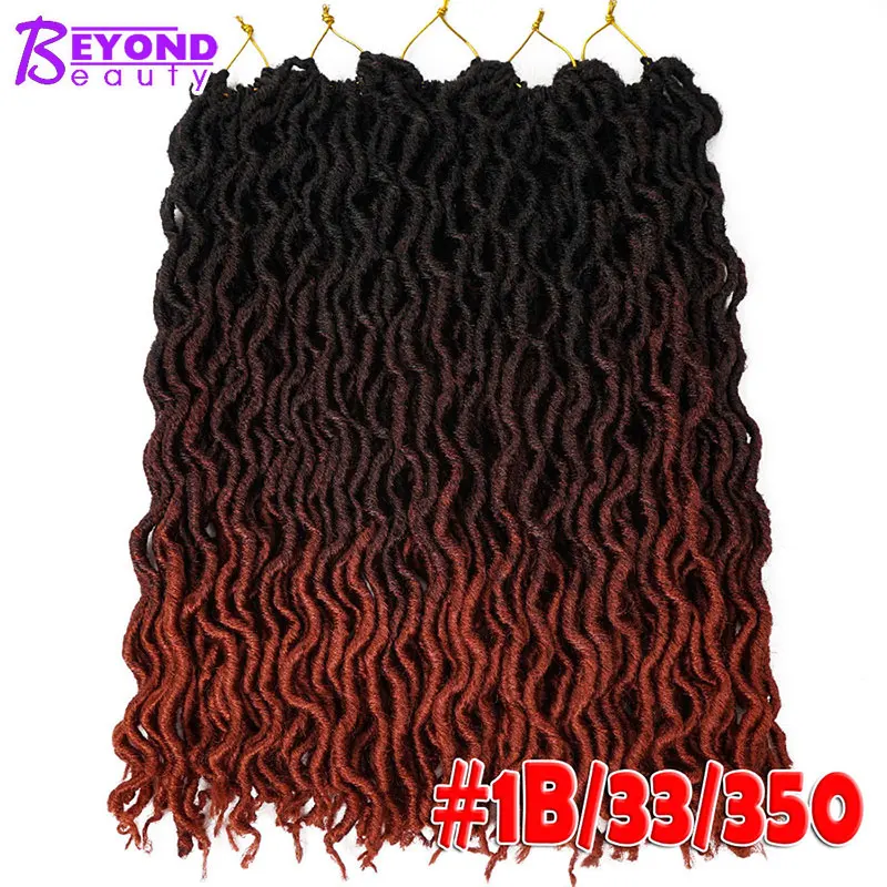 Ombre Faux locs кудряшки для наращивания 20 дюймов синтетические мягкие крючком косы дредлок для наращивания волос - Цвет: #350